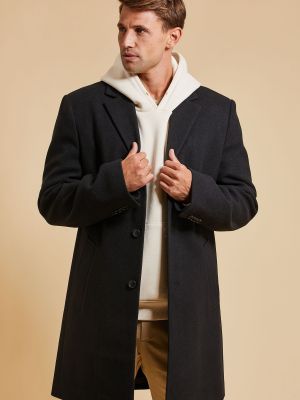 Роскошное приталенное однобортное пальто Threadbare черный