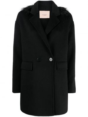 Mantel mit federn Twinset schwarz