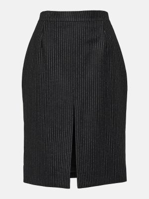 Pruhované vlněné mini sukně Saint Laurent černé