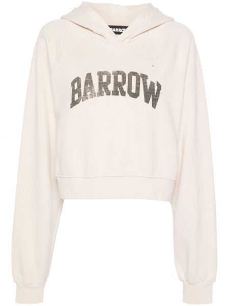 Kokvilnas kapučdžemperis ar apdruku Barrow balts