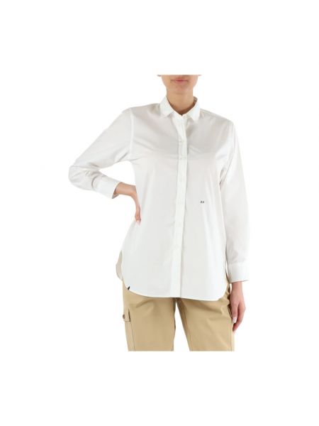 Camisa con bordado de algodón oversized Sun68 blanco