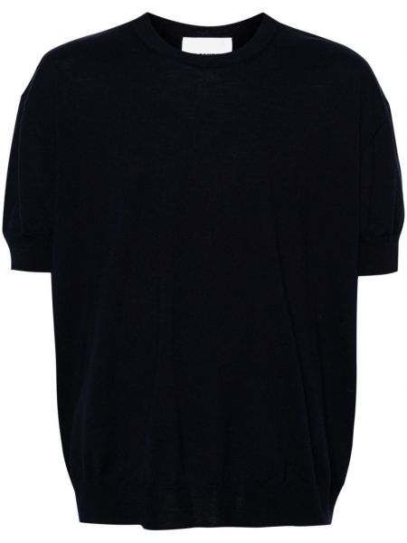 Μάλλινη μπλούζα με στρογγυλή λαιμόκοψη Jil Sander μπλε