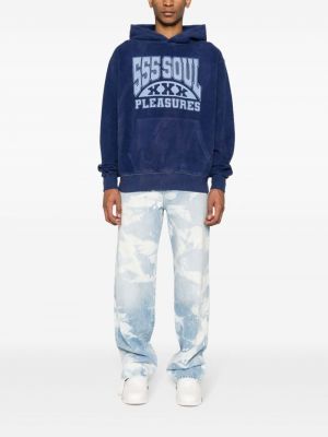 Fleece hoodie mit print Pleasures blau
