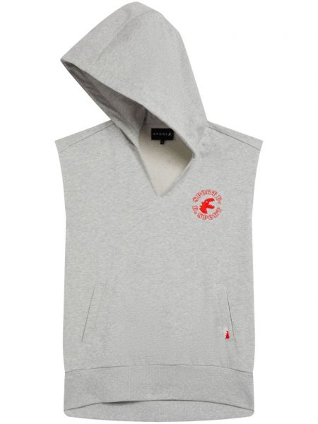 Pamučna hoodie s kapuljačom s printom Sport B. By Agnès B. siva