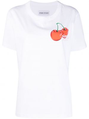 Памучна тениска с принт Stand Studio бяло