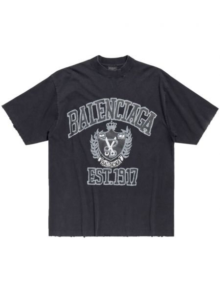 Памучна тениска с принт Balenciaga черно