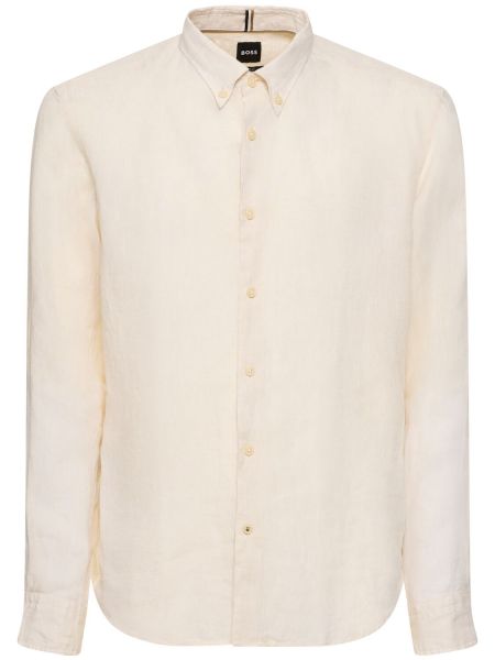 Camisa de lino Boss blanco