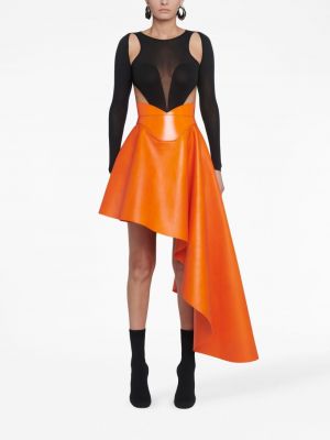 Asymetrické kožená sukně Alexander Mcqueen oranžové