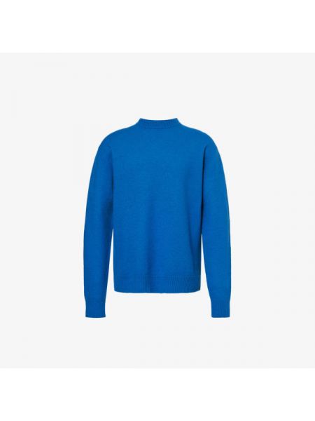 Шерстяной свитер с круглым вырезом Jil Sander синий