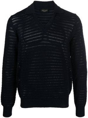 Džemper s v-izrezom Roberto Collina plava