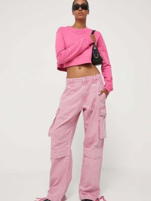 Дънки с висока талия Moschino Jeans розово