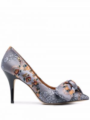 Полуотворени обувки на цветя с принт Tory Burch виолетово