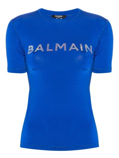 Тениска с кристали Balmain синьо