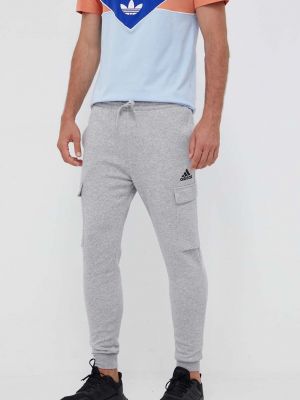 Меланжирани панталон с принт Adidas сиво