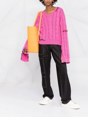 Siuvinėtas megztinis Marni rožinė