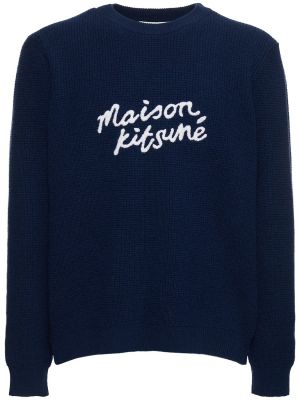 Пуловер Maison Kitsuné синьо
