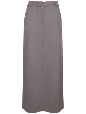 Vlnená dlhá sukňa The Frankie Shop sivá