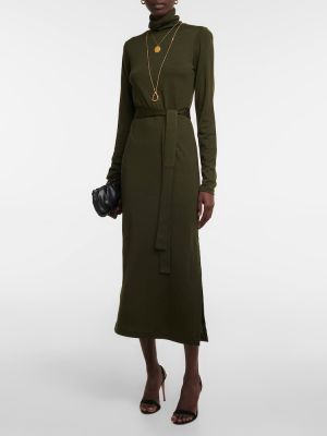 Vlněné midi šaty Polo Ralph Lauren zelené