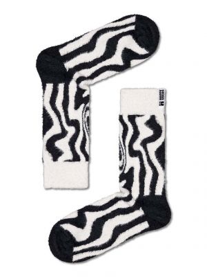 Чорапи с принт зебра Happy Socks бяло