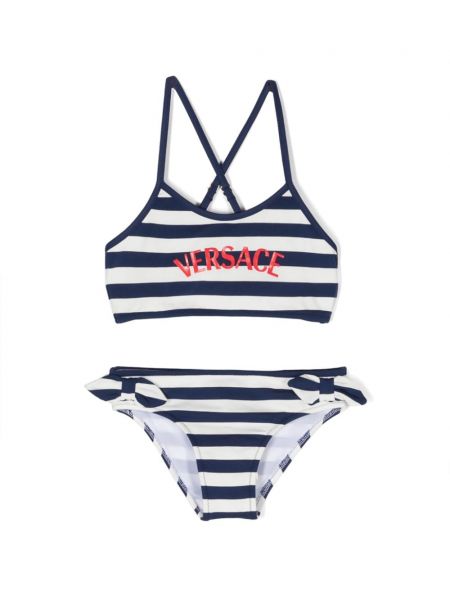 Stribet bikini for piger Versace Kids blå