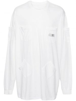 T-shirt en coton à imprimé Mm6 Maison Margiela blanc