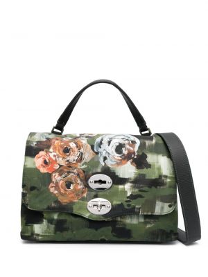 Kvetinová nákupná taška s potlačou Zanellato zelená