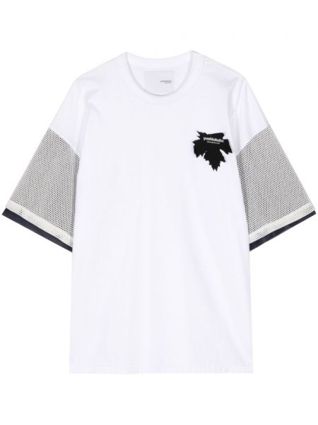 Мрежеста памучна тениска Yoshiokubo бяло