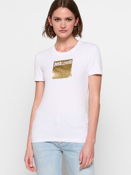 Koszulka z nadrukiem Just Cavalli biała