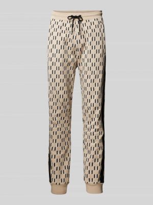 Spodnie sportowe z nadrukiem Karl Lagerfeld beżowe