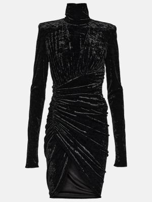 Drapírozott bársony ruha Alexandre Vauthier fekete