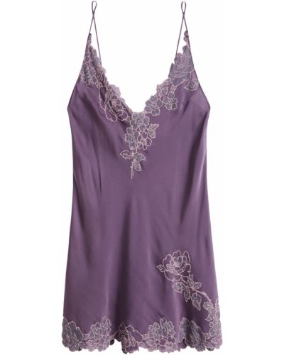 Koszula nocna z jedwabiu koronkowa Carine Gilson, fioletowy
