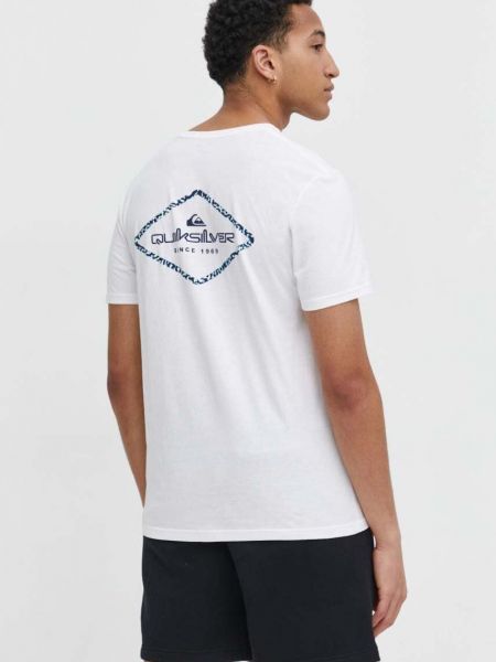Bavlněné tričko s potiskem Quiksilver bílé