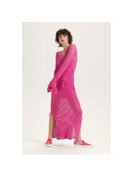 Vestido con cuello de algodón de malla Maliparmi rosa