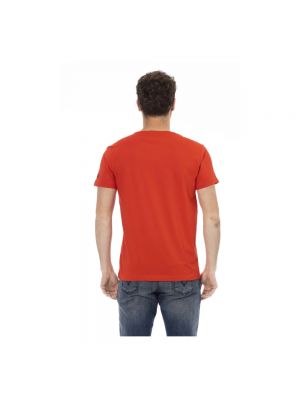 Camisa de algodón con estampado manga corta Trussardi rojo