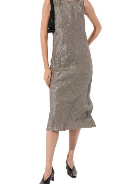 Платье миди без рукавов Ralph Lauren серебряное