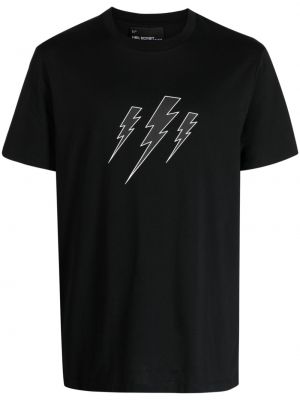 Kokvilnas t-krekls ar apdruku Neil Barrett melns