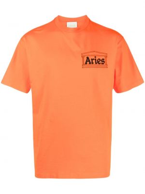 Raštuotas medvilninis marškinėliai Aries oranžinė