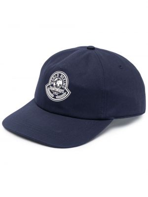 Raštuotas medvilninis kepurė su snapeliu Moncler mėlyna
