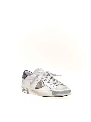 Aksamitne sneakersy skórzane Philippe Model białe