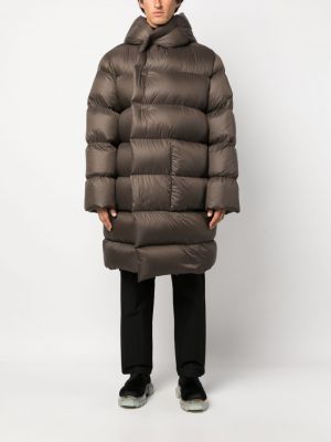 Oversized kabát s kapucí Rick Owens hnědý