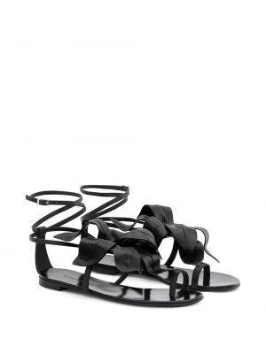 Květinové sandály bez podpatku Giuseppe Zanotti černé