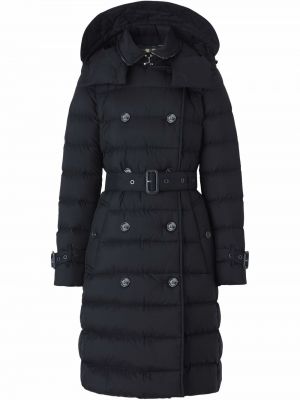 Pérový kabát s kapucňou Burberry čierna