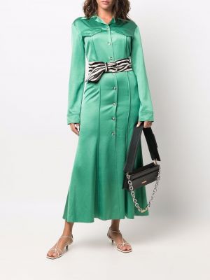 Sukienka koktajlowa na guziki puchowa Nanushka zielona