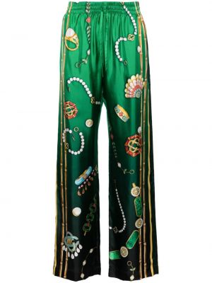 Pantaloni de mătase Casablanca verde