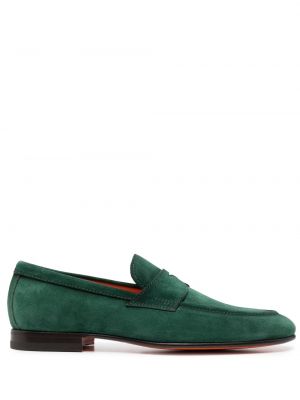Pantofi loafer din piele de căprioară Santoni verde