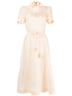 Sukienka midi w kwiatki Zimmermann biała