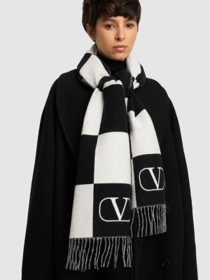Echarpe en laine en cachemire Valentino Garavani noir