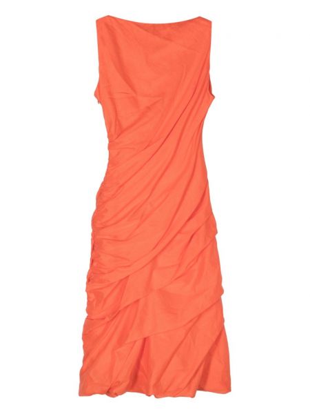 Sukienka midi plisowana Issey Miyake pomarańczowa