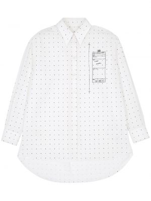 Puntíkatá bavlněná košile s potiskem Mm6 Maison Margiela Bílá