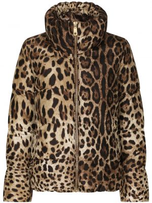 Páperová bunda s potlačou s leopardím vzorom Dolce & Gabbana